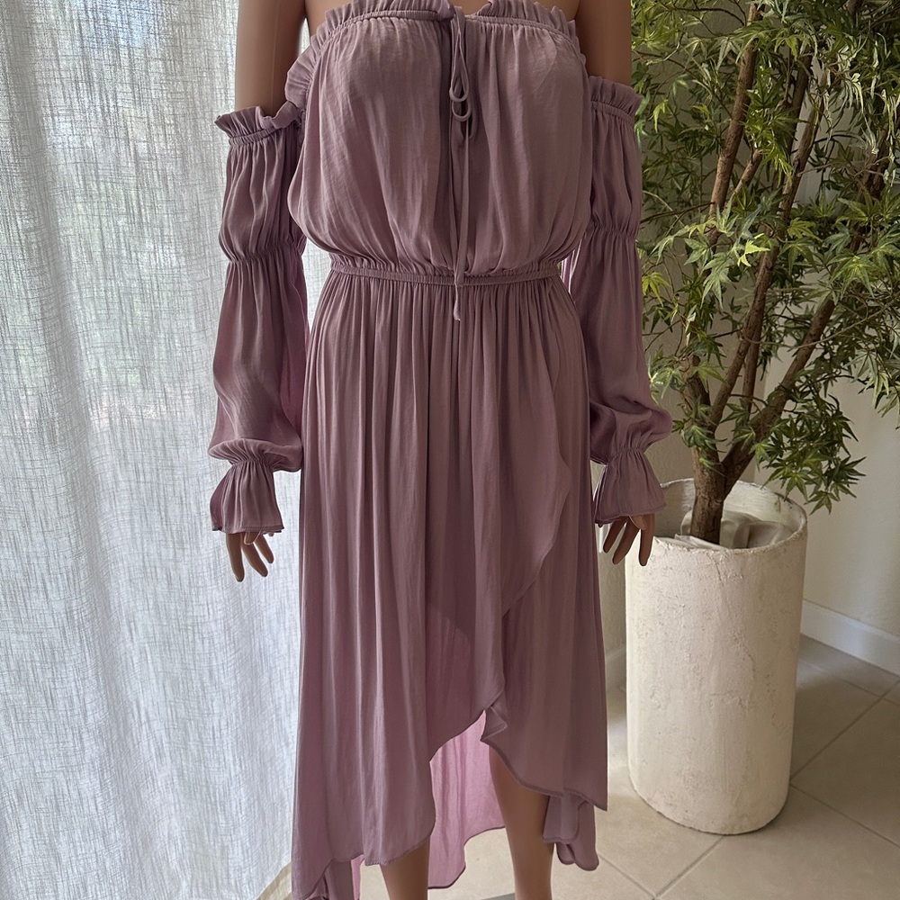 Lavender Tiered Ruffled Off-Shoulder Sundress
